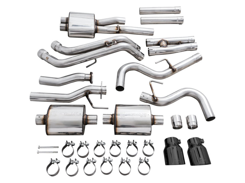 AWE 16-22 Toyota Tacoma 0FG Catback Exhaust w/ BashGuard - Dual Diamond Black Tips AWE Tuning Catback  AXOPROS