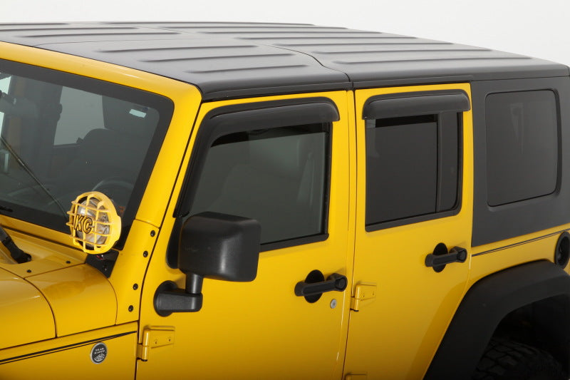AVS 07-18 Jeep Wrangler Unlimited Ventvisor Outside Mount Window Deflectors 4pc - Smoke AVS Wind Deflectors  AXOPROS