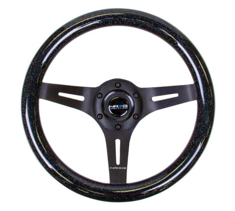 NRG Classic Wood Grain Steering Wheel (310mm) Black Sparkle w/Blk 3-Spoke Center NRG Steering Wheels  AXOPROS