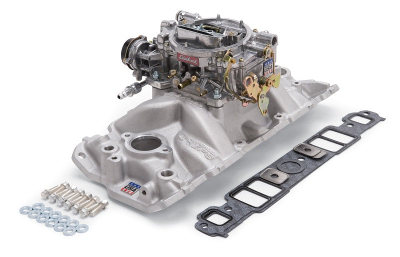 Edelbrock Manifold And Carb Kit Performer Eps Small Block Chevrolet 1957-1986 Natural Finish Edelbrock Intake Manifolds  AXOPROS