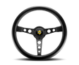 Momo Prototipo Steering Wheel 350 mm - Black Leather/Wht Stitch/Black Spokes MOMO Steering Wheels  AXOPROS