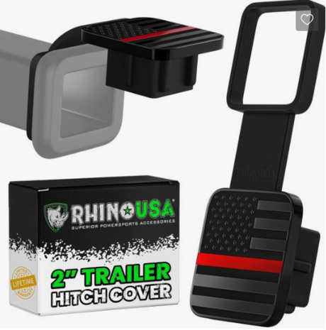 Rhino USA Rhino USA 2In American Flag Hitch Cover - Black & Red Hitch Accessories aftermarket performance part