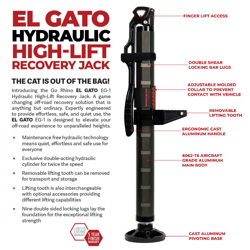 Go Rhino Xventure Gear EG1 El Gato Hydraulic Jack - Graphite Go Rhino Jacks  AXOPROS