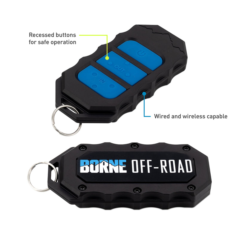 Borne Off-Road 12K Winch - Blue Synthetic Rope Borne Off-Road Winches  AXOPROS