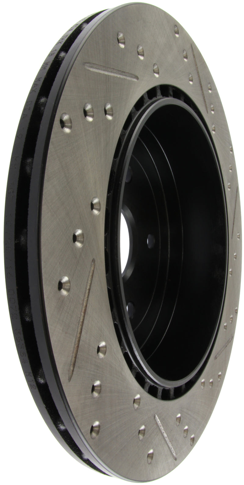 StopTech 08+ Subaru STI (Will Not Fit 05-07) Slotted & Drilled Sport Brake Rotor Stoptech Brake Rotors - Slot & Drilled  AXOPROS