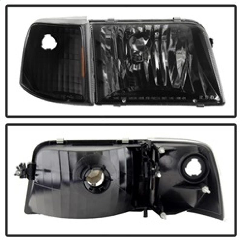 Xtune Ford Ranger 93-97 Crystal Headlights w/ Corner Lights 4pcs Sets Black HD-JH-FR93-SET-BK SPYDER Headlights  AXOPROS