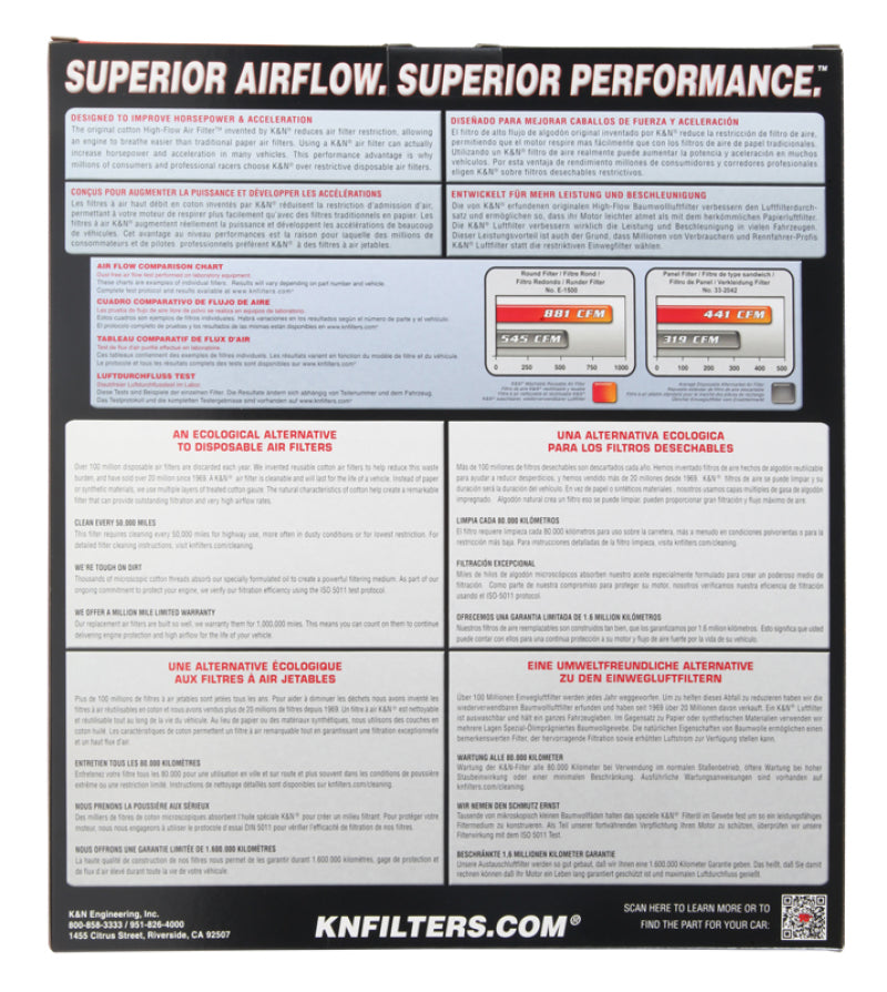 K&N 19 Porsche 911 3.0L H6 F/I Drop In Replacement Air Filter K&N Engineering Air Filters - Drop In  AXOPROS