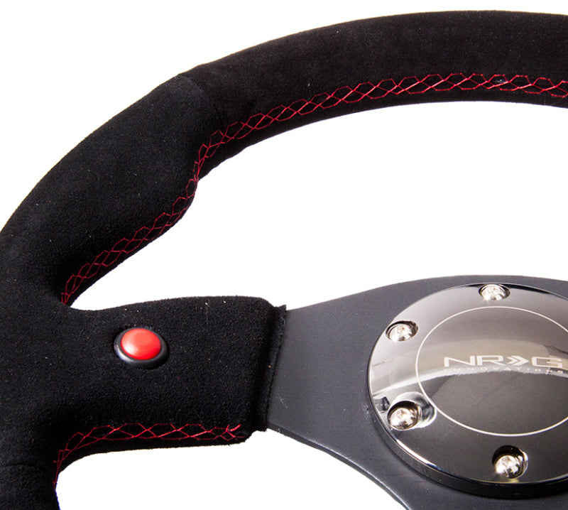 NRG Reinforced Steering Wheel (320mm) Blk Suede w/Dual Buttons NRG Steering Wheels  AXOPROS