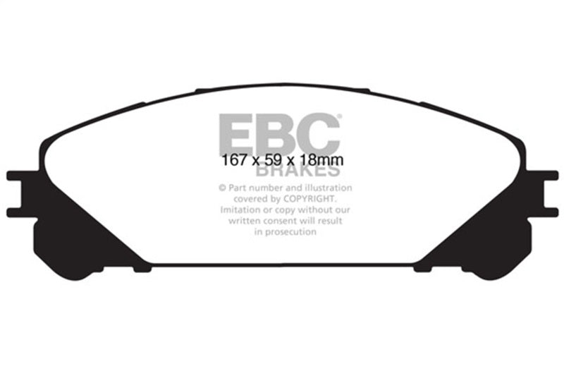 EBC 15+ Lexus NX200t 2.0 Turbo Yellowstuff Front Brake Pads EBC Brake Pads - Performance  AXOPROS