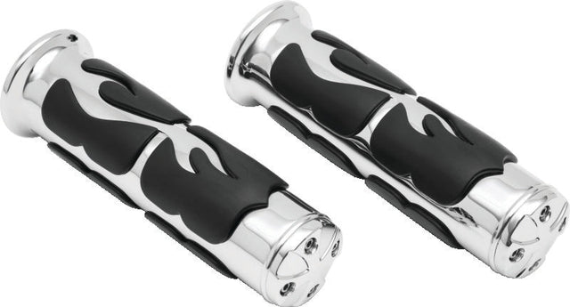Kuryakyn ISO Flame Grips Metric Universal 1inch Chrome Kuryakyn Grips  AXOPROS