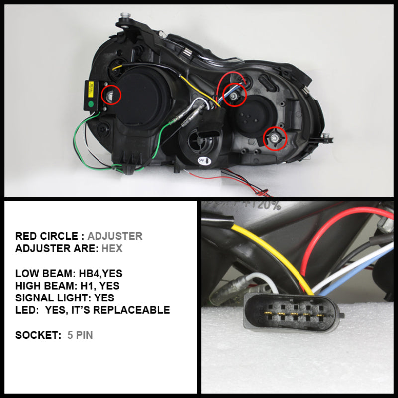 Spyder Mercedes Benz CLK 03-09 Projector Halogen Model- LED Halo DRL Chrm PRO-YD-MBCLK03-DRL-C SPYDER Headlights  AXOPROS
