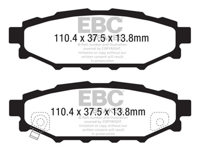 EBC 12+ Subaru BRZ 2.0 (solid rear rotors) Yellowstuff Rear Brake Pads EBC Brake Pads - Performance  AXOPROS