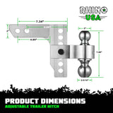 Rhino USA 6In Heavy Duty Drop Hitch - 2In (Silver) Rhino USA Hitch Accessories  AXOPROS