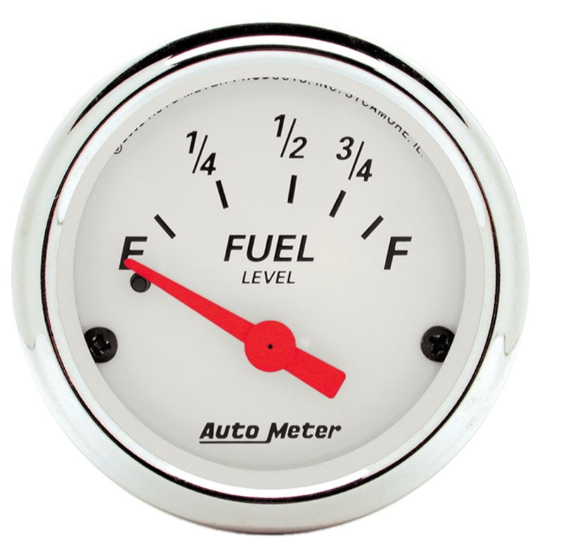 AutoMeter Gauge Fuel Level 2-1/16in. 73 Ohm(e) to 10 Ohm(f) Elec Arctic White AutoMeter Gauges  AXOPROS