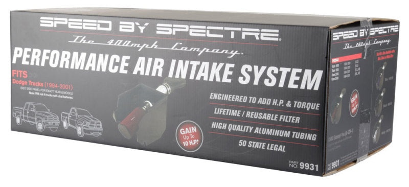 Spectre 94-01 Dodge RAM 1500/2500 V8-5.2/5.9L F/I Air Intake Kit - Polished w/Red Filter Spectre Cold Air Intakes  AXOPROS
