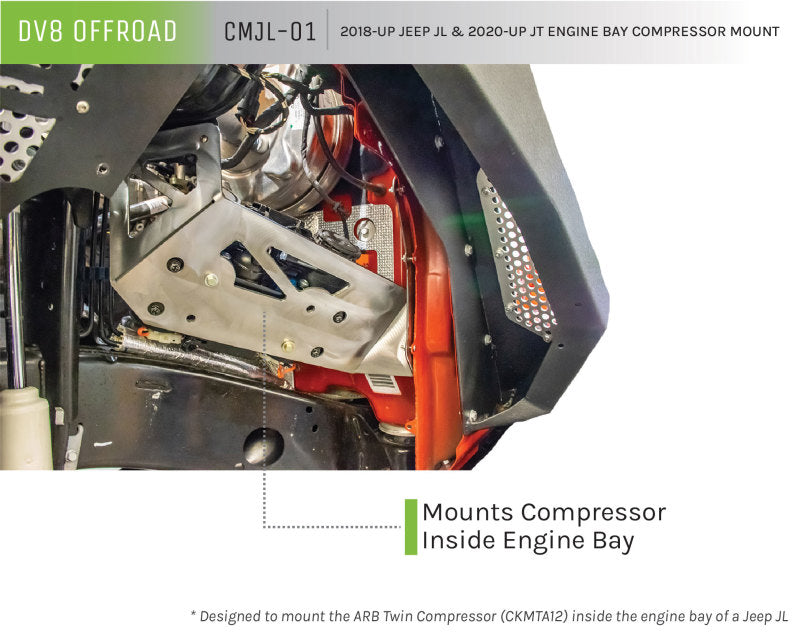 DV8 Offroad 2018+ Jeep JL / JT Engine Bay Compressor Mount DV8 Offroad Air Compressors  AXOPROS