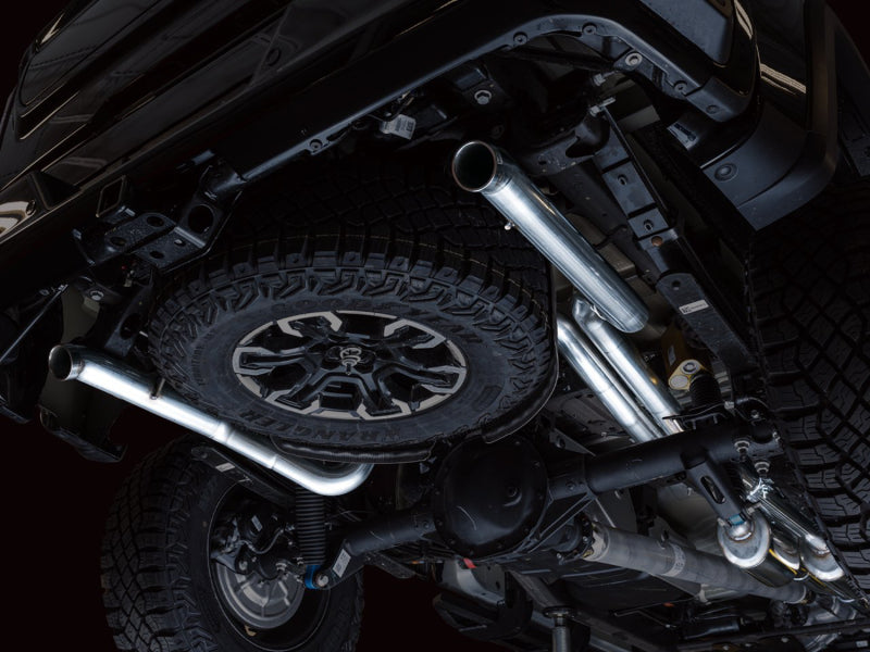 AWE Tuning 22-23 GMC Sierra 1500 AT4X 6.2L 0FG Catback Split Dual (Flat Bumper) - Bashguard(No Tips) AWE Tuning Catback  AXOPROS