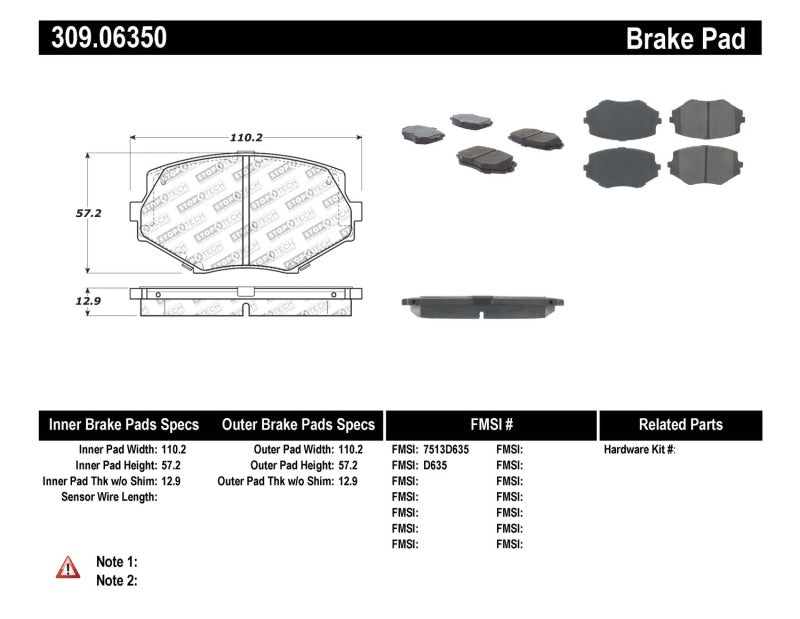StopTech Performance 94-97/99-05 Miata w/Normal Suspension Front Brake Pads D635 Stoptech Brake Pads - Performance  AXOPROS