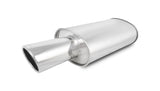 Vibrant StreetPower Turbo Oval Muffler with 4in Round Tip Angle Cut Rolled Edge - 3in inlet I.D. Vibrant Muffler  AXOPROS