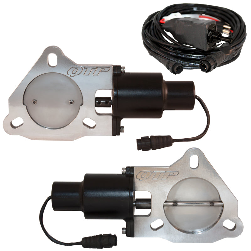 QTP 3in Bolt-On QTEC Dual Electric Cutout Valves - Pair QTP Exhaust Cutouts  AXOPROS