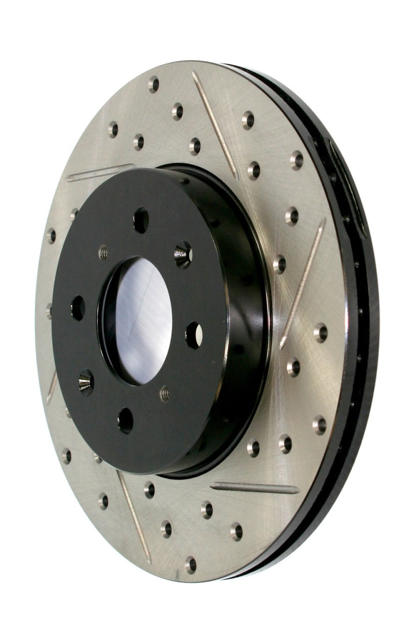 StopTech 15-19 Subaru WRX (Excl. Eyesight Technology) Rear Left Sport Drilled & Slotted Rotor Stoptech Brake Rotors - Slot & Drilled  AXOPROS