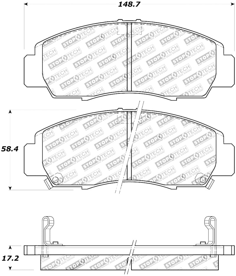 StopTech Street Touring 04-09 Acura TSX / 09 Accord V6 Coupe ONLY Front Brake Pads Stoptech Brake Pads - OE  AXOPROS