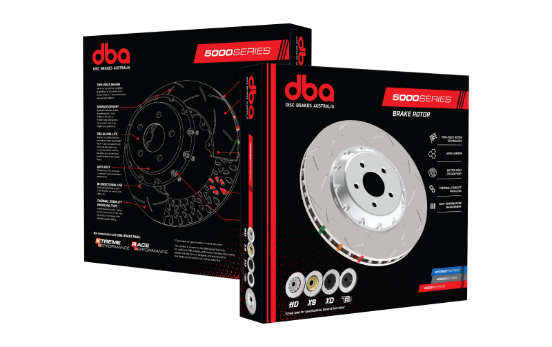 DBA 05-12 Corvette C6 w/Z06 pkg Front Drilled & Slotted 5000 Series 2 Pc Rotor w/ Black Ha DBA Brake Rotors - 2 Piece  AXOPROS
