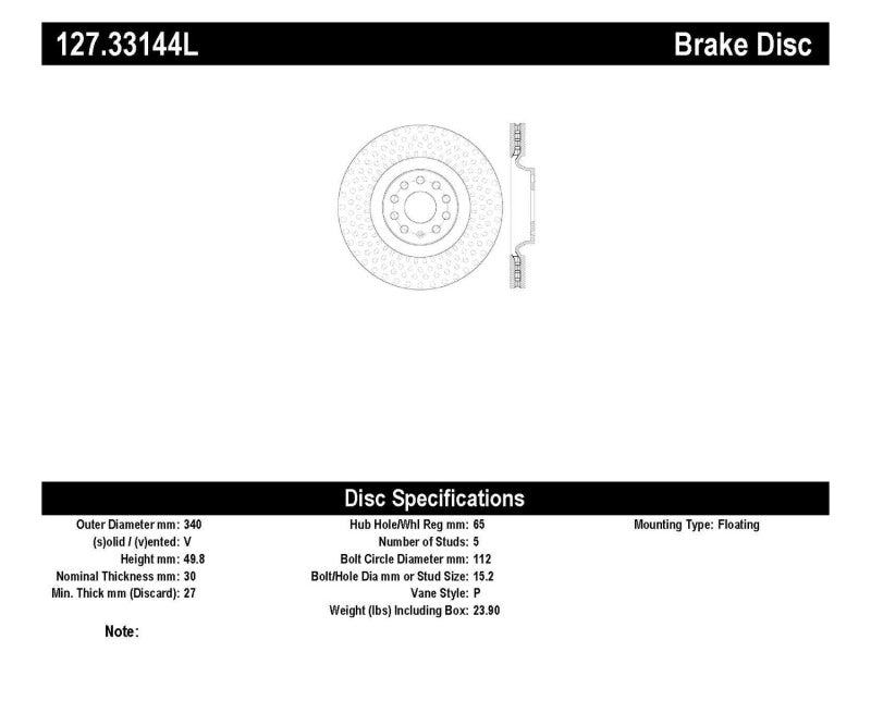 StopTech Slotted & Drilled Sport Brake Rotor Stoptech Brake Rotors - Slot & Drilled  AXOPROS