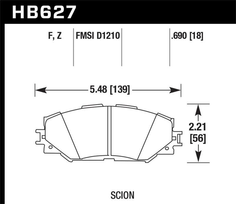 Hawk 06-16 Toyota RAV4 HPS 5.0 Front Brake Pads Hawk Performance Brake Pads - Performance  AXOPROS