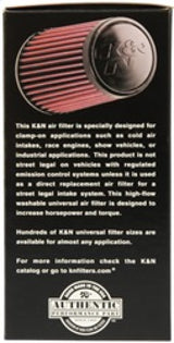 K&N Filter Universal Rubber Filter 3 1/2 inch Flange 4 5/8 inch Base 3 1/2 inch Top 7 inch Height K&N Engineering Air Filters - Universal Fit  AXOPROS