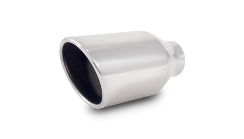 Vibrant 4in Round SS Exhaust Tip (Double Wall Resonated Angle Cut Rolled Edge) Vibrant Tips  AXOPROS