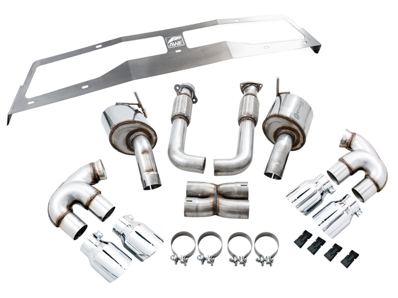 AWE Tuning 2020 Chevrolet Corvette (C8) Touring Edition Exhaust - Quad Chrome Silver Tips AWE Tuning Catback  AXOPROS