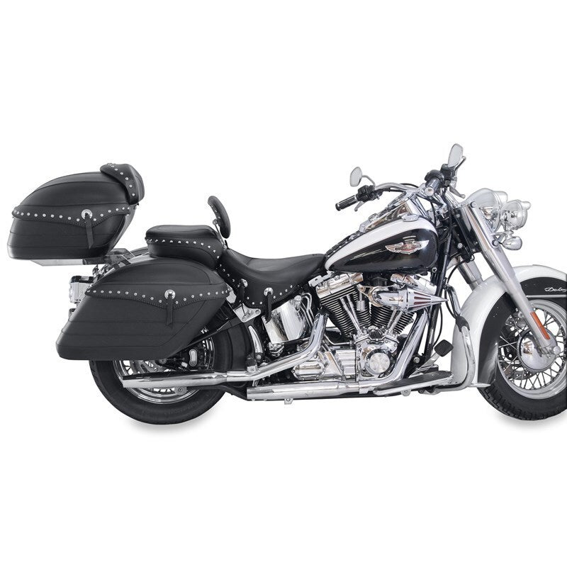 Mustang Motorcycle Mustang 06-17 Harley Softail Wide Tire (200mm) Wide Touring Recessed Passenger Seat w/Studs - Black Passenger Motorcycle Seats aftermarket performance part
