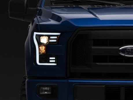 Raxiom Raxiom 15-17 Ford F-150 G3 Projector Headlights w/ LED Accent- Black Housing (Clear Lens) Headlights aftermarket performance part