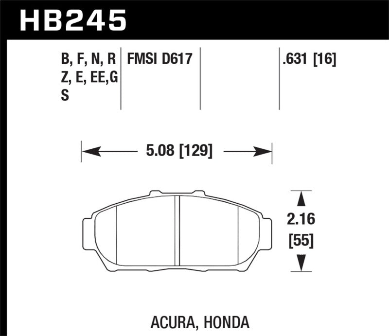 Hawk 94-01 Acura Integra (excl Type R)  HP+ Street Front Brake Pads Hawk Performance Brake Pads - Performance  AXOPROS
