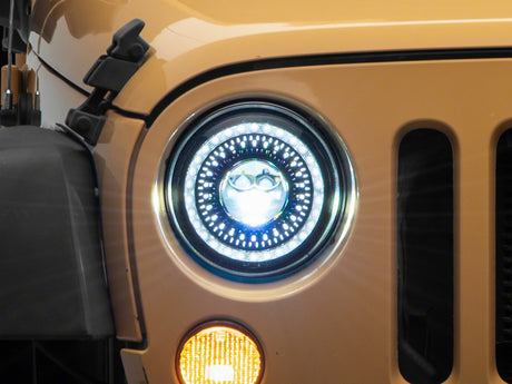 Raxiom Raxiom 07-18 Jeep Wrangler JK Axial Series 7-In Dragon Eye LED Headlights- Blk Housing (Clear Lens) Headlights aftermarket performance part