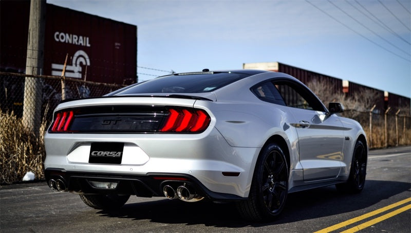 Corsa 2018-2023 Ford Mustang GT Fastback 5.0L 3in Cat-Back System Dual Rear Exit w/ 4in GunmetalTips CORSA Performance Catback  AXOPROS