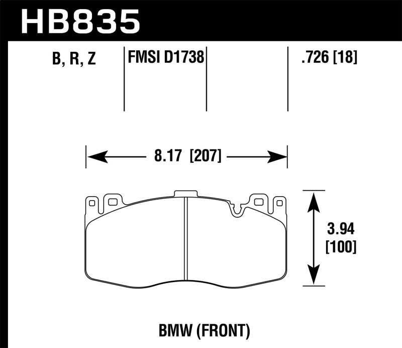 Hawk 15-19 BMW X6 M Performance Ceramic Street Front Brake Pads Hawk Performance Brake Pads - Performance  AXOPROS