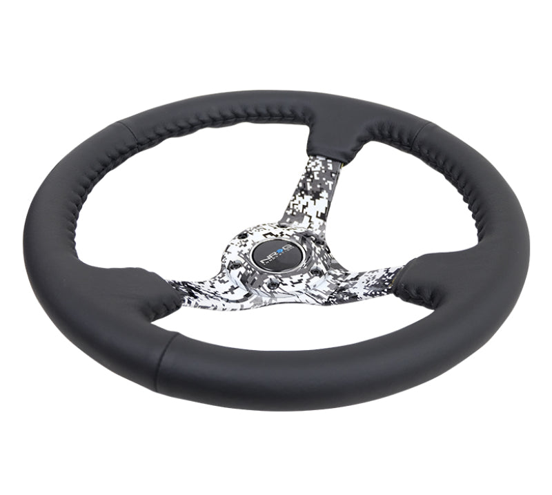 NRG Reinforced Steering Wheel (350mm / 3in. Deep) Blk Leather w/Hydrodipped Digi-Camo Spokes NRG Steering Wheels  AXOPROS