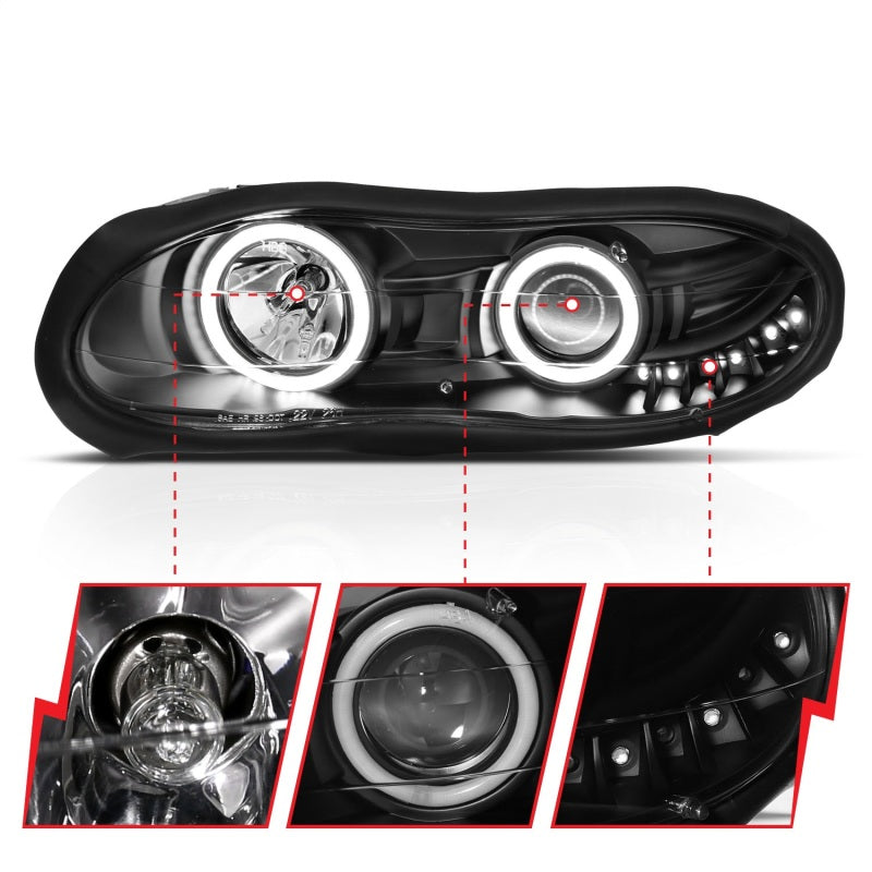 ANZO 1998-2002 Chevrolet Camaro Projector Headlights w/ Halo Black ANZO Headlights  AXOPROS