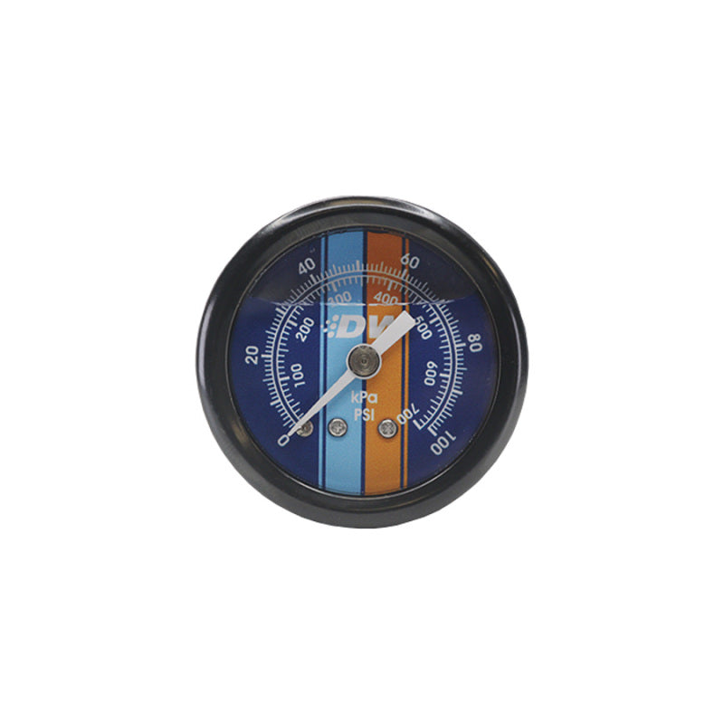 DeatschWerks 0-100 PSI 1/8in NPT Mechanical Fuel Pressure Gauge 1.5in Diam. Black Housing Blue Face DeatschWerks Gauges  AXOPROS