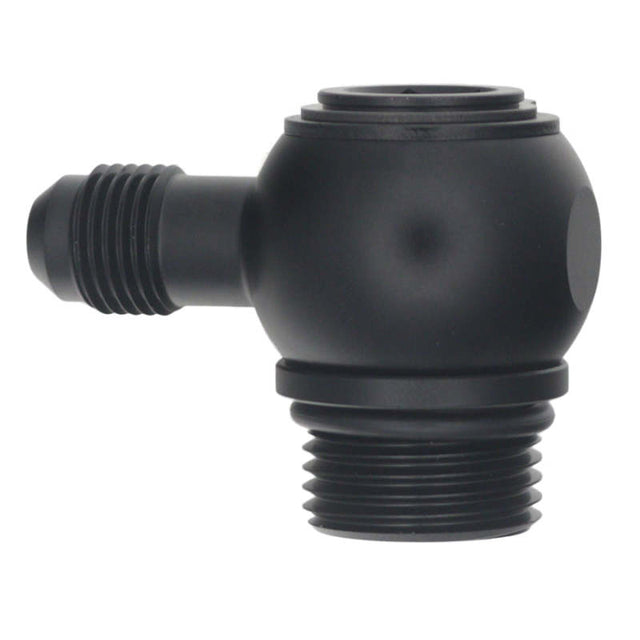 DeatschWerks 10AN ORB Male to 6AN Male Flare Low Profile 90-Degree Swivel - Anodized Matte Black DeatschWerks Fittings  AXOPROS