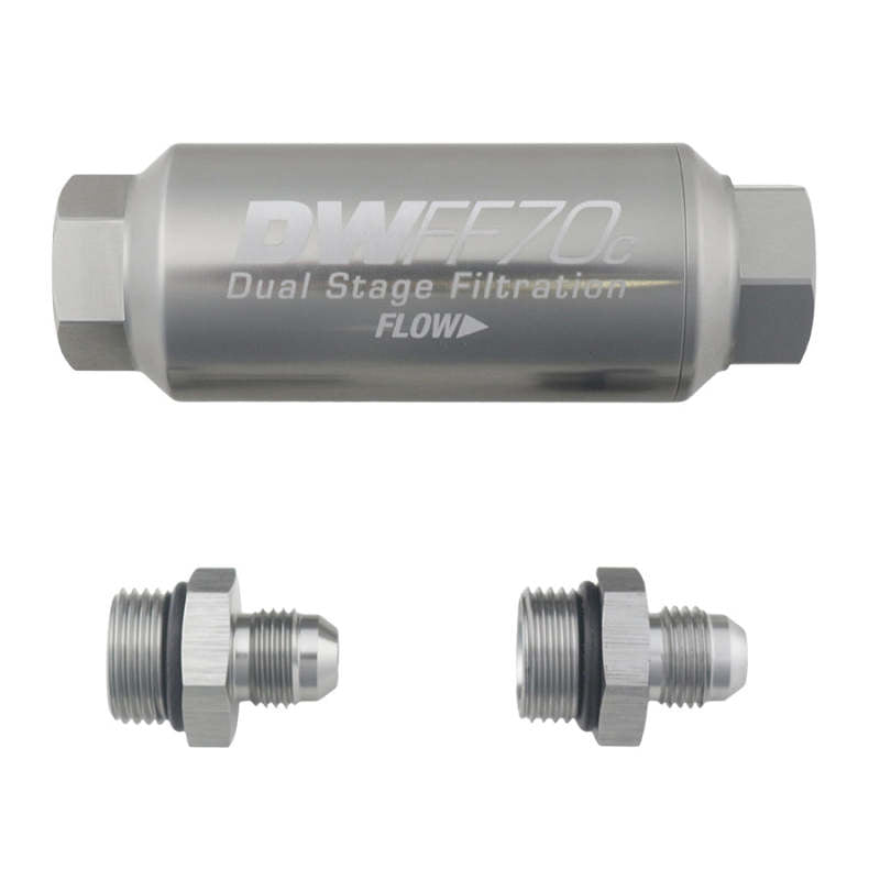DeatschWerks 6AN 10 Micron 70mm Compact In-Line Fuel Filter Kit DeatschWerks Fuel Filters  AXOPROS