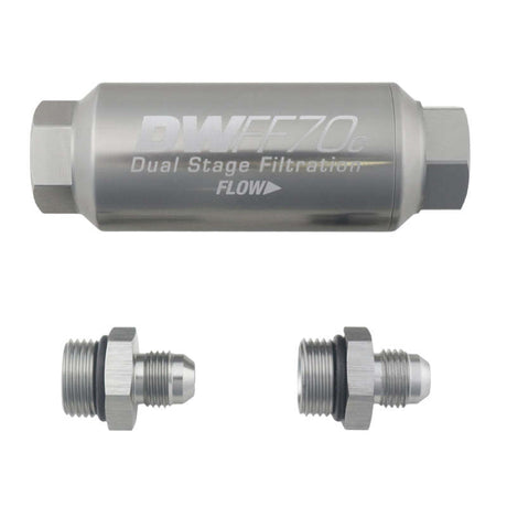 DeatschWerks 6AN 10 Micron 70mm Compact In-Line Fuel Filter Kit DeatschWerks Fuel Filters  AXOPROS