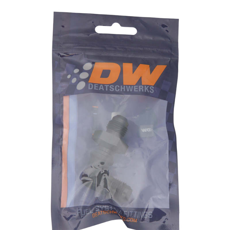 DeatschWerks 6AN Male Flare to 6AN Male Flare Bulkhead Adapter 90-Degree - Anodized Matte Black DeatschWerks Fittings  AXOPROS