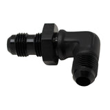DeatschWerks 6AN Male Flare to 6AN Male Flare Bulkhead Adapter 90-Degree - Anodized Matte Black DeatschWerks Fittings  AXOPROS