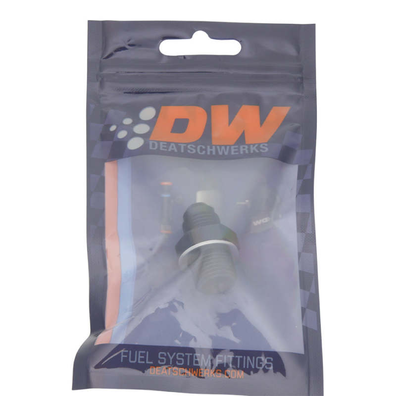 DeatschWerks 6AN Male Flare to M16 X 1.5 Male Metric Adapter (Incl Washer) - Anodized Matte Black DeatschWerks Fittings  AXOPROS