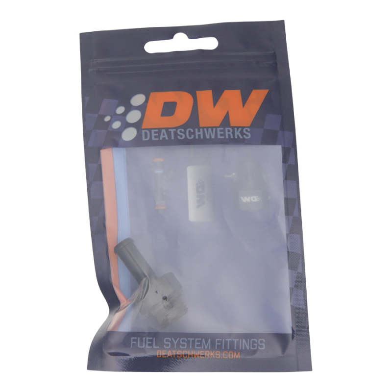 DeatschWerks 6AN ORB Male to 5/16in Male Barb Fitting (Incl O-Ring) - Anodized Matte Black DeatschWerks Fittings  AXOPROS