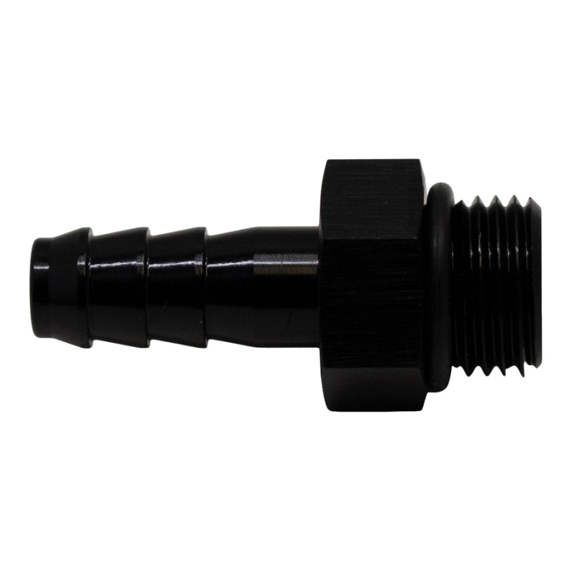 DeatschWerks 6AN ORB Male to 5/16in Male Triple Barb Fitting (Incl O-Ring) - Anodized Matte Black DeatschWerks Fittings  AXOPROS