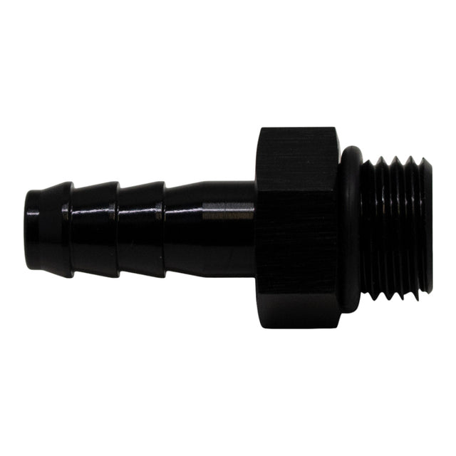 DeatschWerks 6AN ORB Male to 5/16in Male Triple Barb Fitting (Incl O-Ring) - Anodized Matte Black DeatschWerks Fittings  AXOPROS